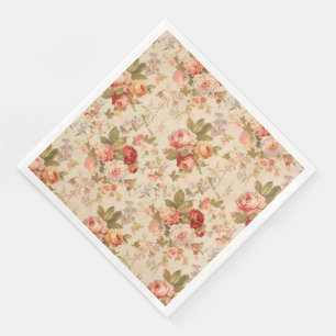 Modern Vintage Floral Paper Dinner Napkins