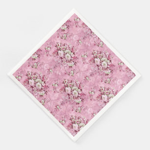Modern Vintage Floral Paper Dinner Napkins