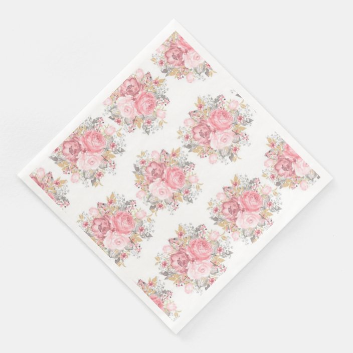 Modern Vintage Floral Paper Dinner Napkins