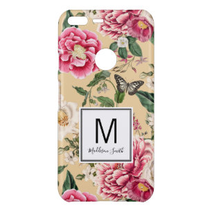 Modern Vintage Floral Pattern Monogram Uncommon Google Pixel XL Case