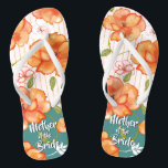 Modern Vintage Floral Roses Orange | Wedding Favor Flip Flops<br><div class="desc">Delightful Orange Roses accompanied by Pink and White Flowers on a Golden Wire Trellis.</div>