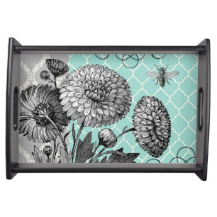 Modern vintage floral serving tray