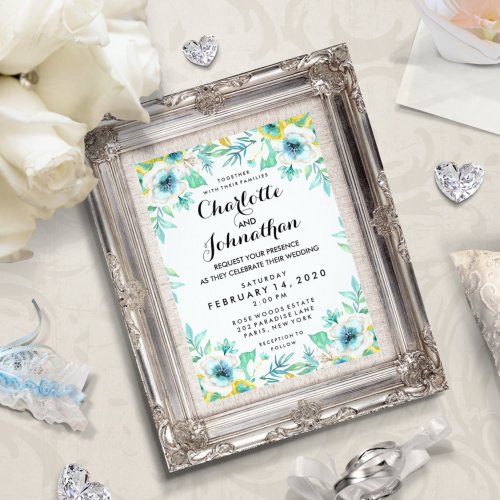 Modern Vintage Floral Wedding Invitation