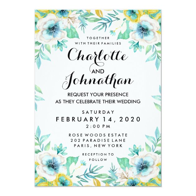 Modern Floral Wedding Invitation