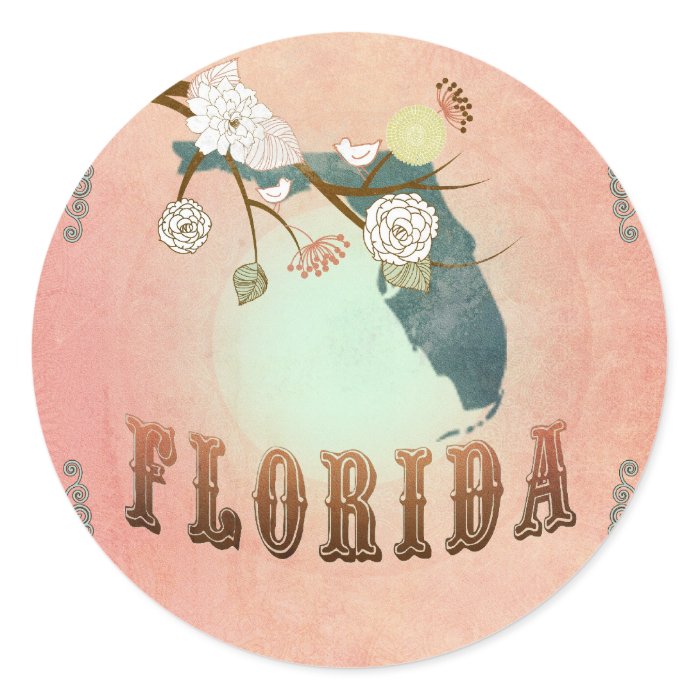Modern Vintage Florida State Map  Pastel Peach Sticker