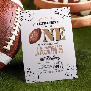 Modern Vintage Football Sports 1st Birthday Invitation