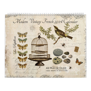 Modern Vintage French 2024 Calendar