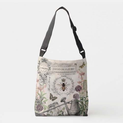 Modern Vintage French Bee garden Crossbody Bag