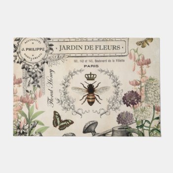 Modern Vintage French Bee Garden Doormat by GIFTSBYHEATHERMYERS at Zazzle