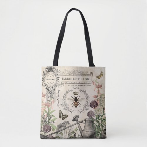 Modern Vintage French Bee garden Tote Bag