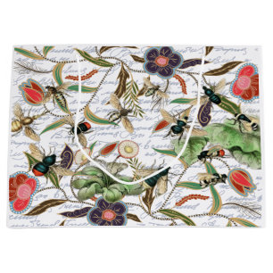 Modern Vintage French Bees & Flowers Large Gift Bag