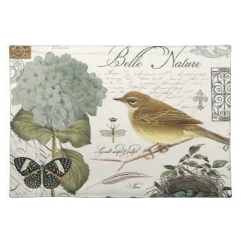 Modern Vintage French Bird And Nest Placemat by GIFTSBYHEATHERMYERS at Zazzle