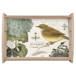 modern vintage French bird and nest Serving Tray