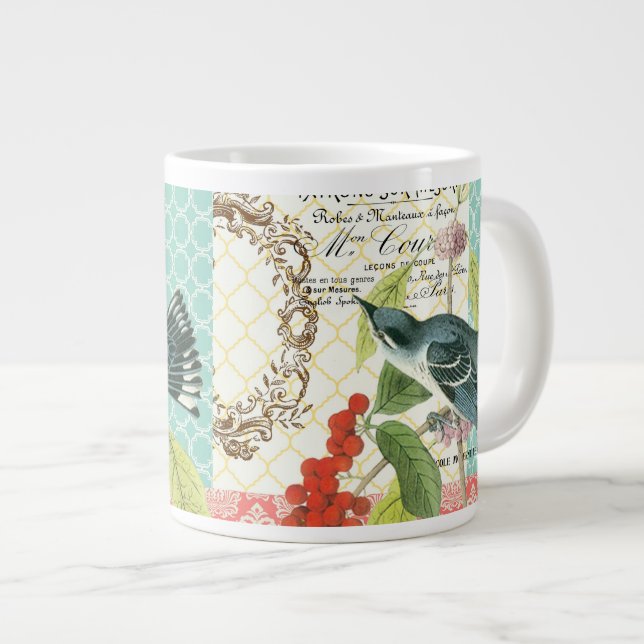 Modern Vintage French Bird coffee mug (Front Right)