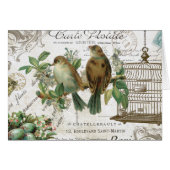 Modern Vintage French birds and birdcage (Front Horizontal)