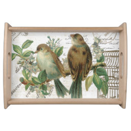 Modern Vintage French birds and birdcage Serving Tray