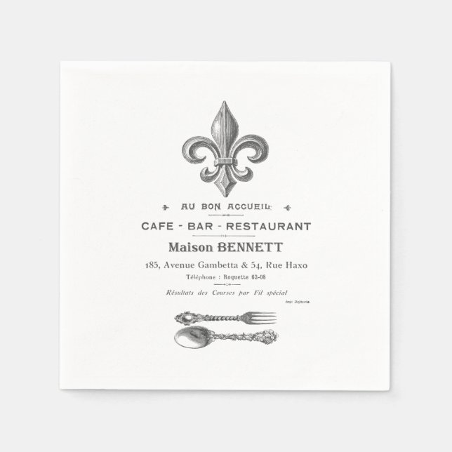 MODERN VINTAGE FRENCH BISTRO NAPKINS (Front)
