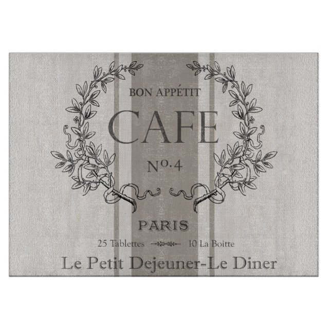 modern vintage french cafe cutting board (Front)