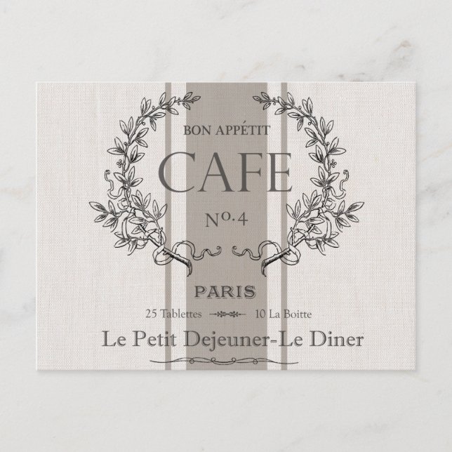 modern vintage french cafe postcard (Front)