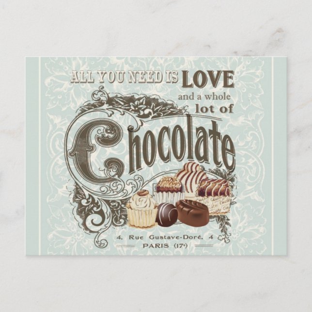 modern vintage french chocolates postcard (Front)