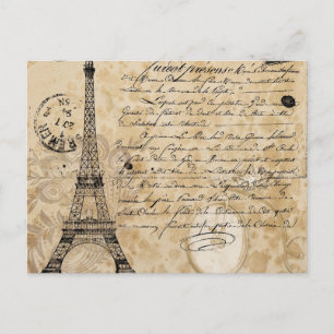 Modern Vintage French collage Eiffel Tower Postcard