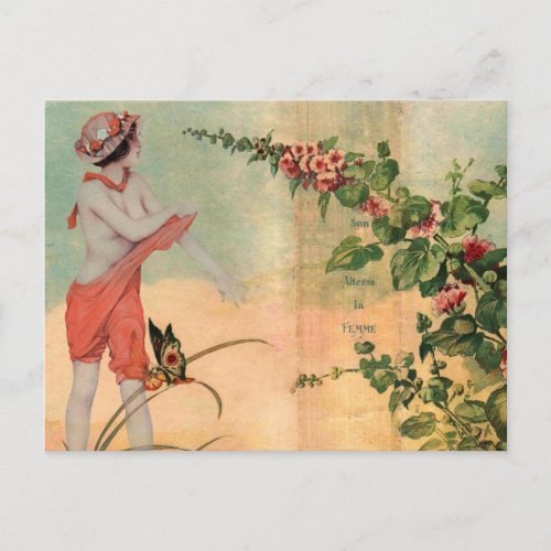 Modern Vintage French collage Postcard