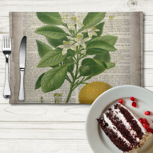 modern vintage french country botanical art orange placemat