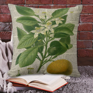 modern vintage french country botanical art orange throw pillow
