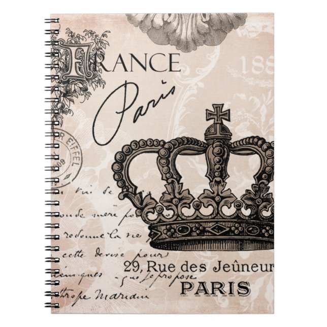 modern vintage french crown notebook (Front)