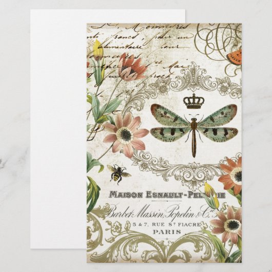 Modern Vintage French Dragonfly (Front/Back)