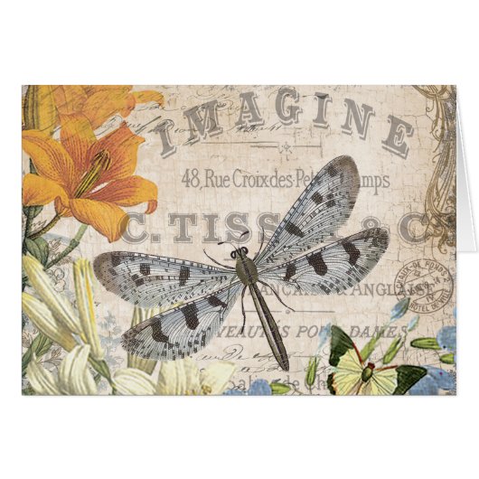 modern vintage french dragonfly cards (Front Horizontal)