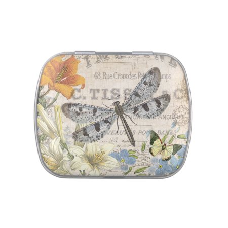 Modern Vintage French Dragonfly Jelly Belly Candy Tin