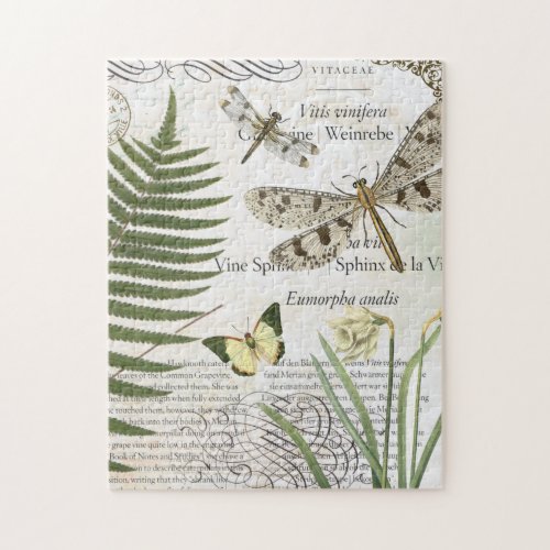 modern vintage french dragonfly jigsaw puzzle