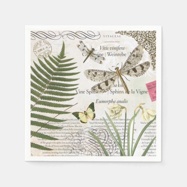 modern vintage french dragonfly napkins (Front)