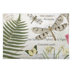 modern vintage french dragonfly placemat