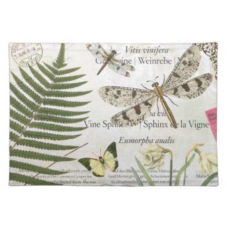 Modern Vintage French Dragonfly Placemat