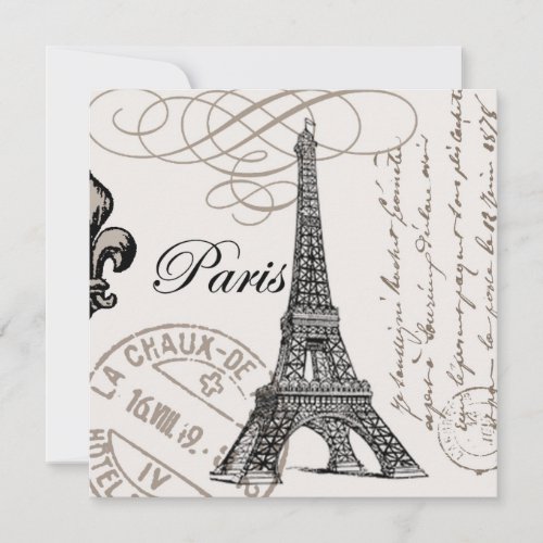 modern vintage french Eiffel Tower Personalized Invites