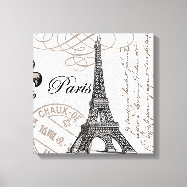 modern vintage french Eiffel Tower Canvas Print (Front)