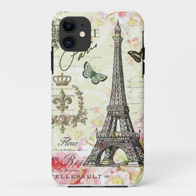 modern vintage french eiffel tower Case-Mate iPhone case (Back)