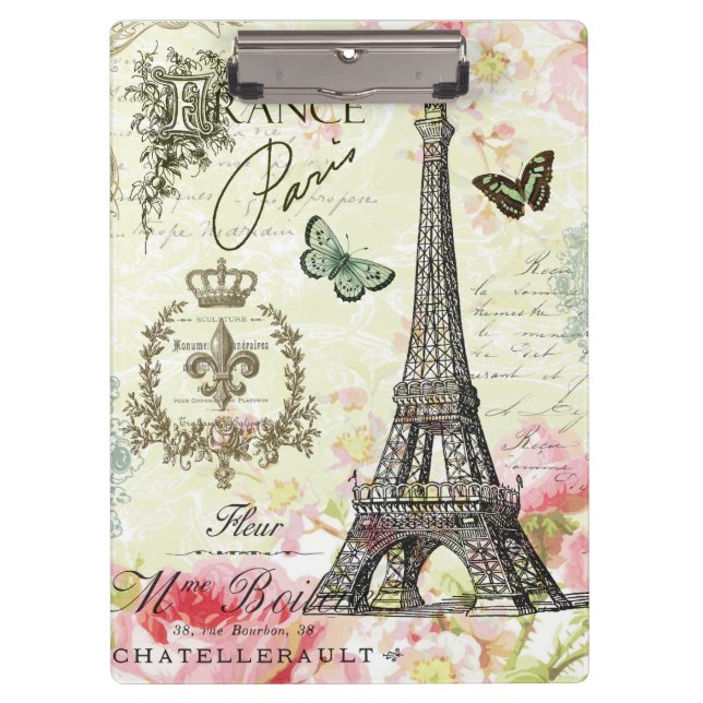 modern vintage french eiffel tower clipboard (Front)