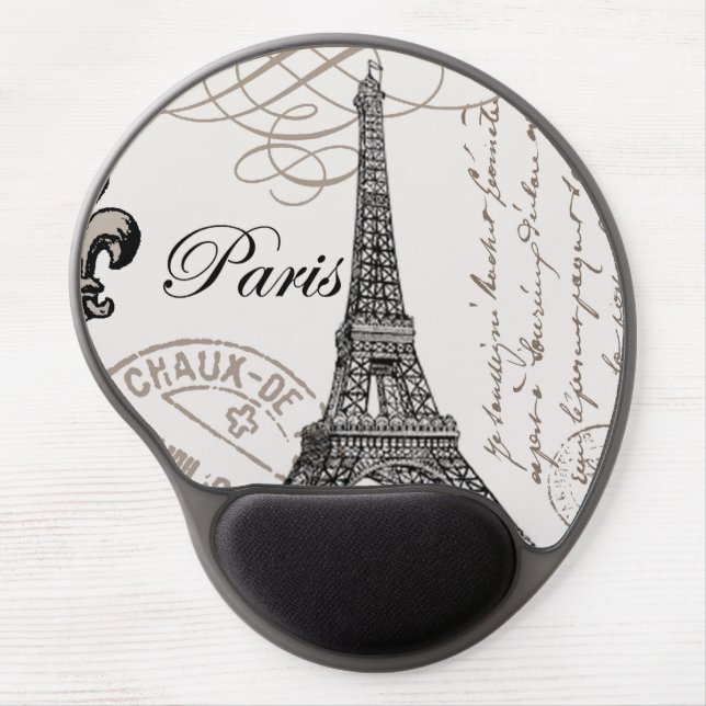 modern vintage french Eiffel Tower Gel Mouse Pad (Front)
