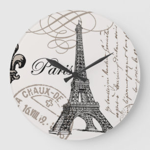 modern vintage french Eiffel Tower Large Clock