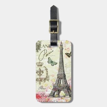 Modern Vintage French Eiffel Tower Luggage Tag by GIFTSBYHEATHERMYERS at Zazzle