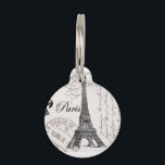 modern vintage french Eiffel Tower Pet Name Tag<br><div class="desc">modern vintage french Eiffel Tower</div>