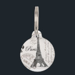 modern vintage french Eiffel Tower Pet Name Tag<br><div class="desc">modern vintage french Eiffel Tower</div>