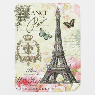 modern vintage french eiffel tower swaddle blanket