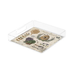 Modern vintage french farmhouse bee acrylic tray