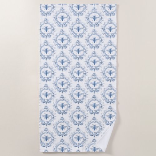 Modern Vintage French farmhouse bee Beach Towel