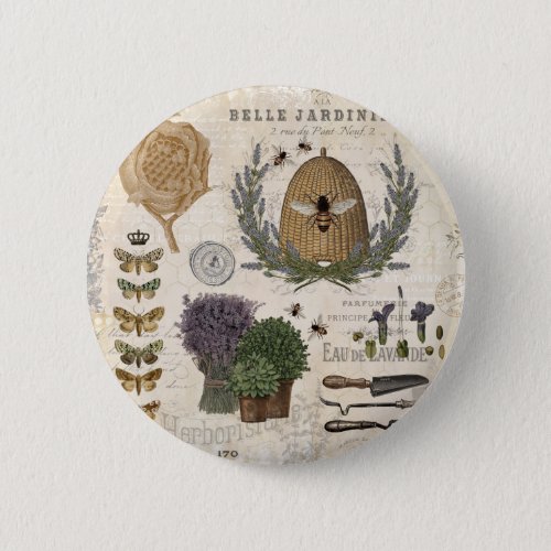 Modern Vintage French Farmhouse Bee Button