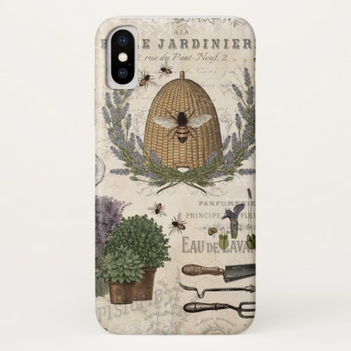 Modern Vintage French Farmhouse Bee iPhone X Case
